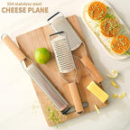 Professional Cheese Graters for Kitchen Stainless Steel Handheld,Durable Rust-Proof Metal Lemon Zester Grater With Wood Handle for Cheese,Chocolate,Spices,Kitchen Gadgets (Longboard)
