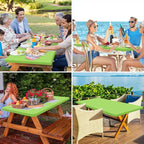 homing Rectangle Table Cloth Cover, Waterproof Polyester Elastic Fitted Tablecloth, Fits for 4 Foot Folding Tables, Washable Table Protector for Picnic, Camping, Outdoor (Lime Green, 24" x 48")