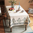 patdrea Designer Linen Vintage Long Blue Rectangle Tablecloth,Leaves Pattern Anti-Wrinkle Floral Table Cloth,Table Cover Cloth Decor for Kitchen Dining,Christmas,Thanksgiving,Party,63"x94"-Ivar B