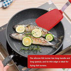 Kitchen Spatulas Silicone Turner Heat Resistant Melt Proof Spatula Set for Nonstick Cookware,Flexible Non Scratch Thin Spatula Wide,Angled and Flipper 3-pack for Frying Eggs,Pancake,Burger,Fish.Red