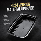 100-Piece (50-Pack) 34 OZ Meal Prep Containers Reusable with Lids, Sturdy Leakproof & Food Safe, Microwave, Freezer, Dishwasher Safe To Go Food Containers, Plastic Take Out Containers, Black