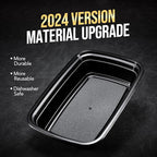 100-Piece (50-Pack) 16 OZ Meal Prep Containers Reusable with Lids, Sturdy Leakproof & Food Safe, Microwave, Freezer, Dishwasher Safe To Go Food Containers, Plastic Take Out Containers, Black