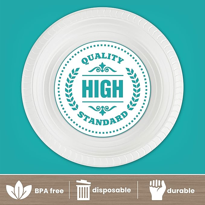 Plasticpro Round Plastic Bowls Microwaveable, Disposable, White, Dinnerware (200, 16 ounce)