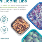 U Konserve Stainless Steel Food Storage Bento Box Container, Leak Proof Silicone Lid Dishwasher Safe - Plastic Free (15oz Blue)