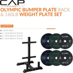 CAP Barbell 2-Inch Olympic Bumper Plate Weight Set with 6 Post Rack | 100-370 lbs | Multiple Options