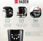 Haden Heritage 4 Slice Wide Slot Stainless Steel Toaster Bundled with 12 Cup Programmable Drip Coffee Maker Coffee Machine, Black & Chrome
