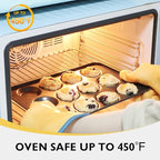 HONGBAKE Mini Muffin Top Pan for Baking, Premium 12 Cavity Small Whoopie Pie Pan, Nonstick Yorkshire Pudding Pan for Pansuffin, Moon Pie, Cookies, Dishwasher Safe and Easy to Clean