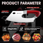 ROCOCO Meat Cleaver Knife Unique Effort Saving Kitchen Knife Professional Stainless Steel Chef Cooking Knives for Cutting Meat Vegetable Father Mother Christmas Gift Red