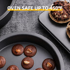 HONGBAKE Round Cake Baking Pan, 8 Inch, Shallow Cookie Pans, Layer Cake Pans with Wider Grips, Nonstick Circle Pizza Tin, Huty Duty, Dishwasher Safe, 2 Pieces- Grey