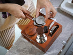 58mm Espresso Accessories Organizer Premium Rosewood Espresso Tamping Station Coffee Tool Stand for Tamper, Portafilter, Funnel, WDT, RDT Bottle Barista Espresso Setup Kit Box