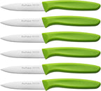 Paring Knife Fruit Knife Set (6 Pieces), Ultra Sharp Stainless Steel Vegetable and Fruit Knife with PP Plastic Ergonomic Handle for Cutting Fruits and Vegetables,Green