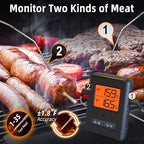 Remote Meat Thermometer Wireless, Vauno Wireless Meat Thermometer for Grilling and Smoking with Dual Meat Probe, Kitchen Timer, Digital Cooking Food Thermometer for Smoker BBQ Oven Outside Grill