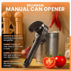 Bellemain Stainless Steel Can Opener – Manual Can Opener For seniors - Ergonomic Smooth edge Can Opener Hand Held Heavy Duty – Easy to use can opener safe cut