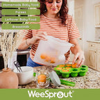WeeSprout Silicone Baby Food Freezer Tray with Clip-on Lid - Perfect Storage Container for Homemade Baby Food, Vegetable & Fruit Purees, and Breast Milk