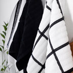 All-Clad Checked Kitchen Towel: Highly Absorbent, Super Soft Long Lasting - 100% Cotton, 17"x30" Tea Towel for Cleaning & Drying Dishes, Pans, Glassware, or Countertops, (1-Pack), Black