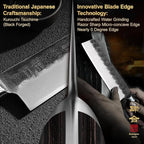 7 Inch Nakiri Knife, Black Forged Japanese Cleaver Knife Chefs Knife with High Carbon Stainless Steel, Japanese Nakiri Knife with Full Tang Pakkawood Handle, Christmas Gift with Premium Box