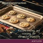 Anolon Advanced Nonstick Bakeware Cookie Pan Set/Baking Sheets with Silicone Grips, 2 Piece, Bronze