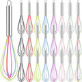 Domensi 24 Pcs 10 Inch Whisks Bulk for Cooking Silicone Whisks Non Scratch Stainless Steel Egg Beater Colorful Coated Metal Heat Resistant Egg Beaters for Mothers Day Party Favor Gift Supplies