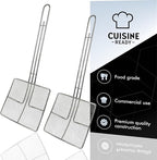 Wire Mesh Strainer with Long Handle | 2-Pack | 6.5" Square Frying Spoon | Cooking Oil Strainer for Deep Fryer & Professional Restaurant Use | Commercial Grease Skimmer