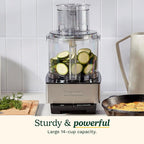 Cuisinart Food Processor, 14-Cup Vegetable Food Chopper for Mincing, Dicing, Shredding, Puree & Kneading Dough, 720-Watt Motor, Stainless Steel, DFP-14BCNY