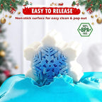 HKNMTT Snowflake Christmas Silicone Mold 12 Cavity 6 Shapes for Holiday Soap Chocolate Cocoa Bomb Ice Candy Oreo Covered Jello Xmas Winter Wax, Oven Safe Baking Frozen Moulds DIY Candle Craft Set