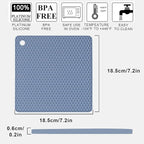 4 Pack Silicone Trivet Mat, Silicone Trivets for Hot Pots and Pans, Non-Slip & Heat Resistant Silicone Hot Pad for Kitchen Counter Mat Set, Soft Drying Mat, Jar Opener and Coasters, Square, Blue