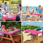 homing Rectangle Table Cloth Cover, Waterproof Polyester Elastic Fitted Tablecloth, Fits for 6 Foot Folding Tables, Washable Table Protector for Picnic, Camping, Outdoor (Rose Pink, 30" x 72")