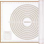 Silicone Pastry Mat Extra Thick Large Non Stick Baking Supplies Kitchen Counter Cooking Rolling Dough Sheet Pie Crust Sourdough Bread Oven Liner with Measurement (XXL-24''(W)*32''(L), 3#Gold)
