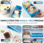 Silicone Freezer Tray with Lid Soup Freezer Container Molds with Steel Reinforced Rim Ice Cube Freezer Molds for Soup, Sauce, Leftovers, Homemade Meal Prep Containers Food Prep Home Essentials