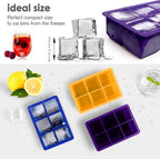 Silicone Ice Cube Trays 3 Pack - Large Size Silicone Ice Cube Molds with Leak Proof Removable Lid Square Ice Cube Tray And BPA Free for Cocktail,Whiskey, Stackable Flexible Ice
