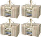 BALEINE 4-Pack Oversized Moving Bags with Reinforced Handles, Heavy-Duty Storage Tote Moving Supplies for Packaging, Camping (Color Stripe, 4-Pack)