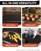 5 Pack Oven Liners for Bottom of Oven, 17x25" Large Heavy Duty Non-Stick Reusable Oven Mat for Electric, Gas, Toaster & Convection Ovens - BPA & PFOA Free, Dishwasher Safe, Kitchen Essentials, Black