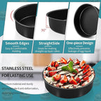 P&P CHEF 4/6/ 8 Inch Cake Pan Set of 3, Non-Stick Round Cake Pans Tins for Tier Smash Cakes, Baking Pans Set & Essential Bakeware, Stainless Steel Core & Leak-Proof