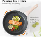 Kordisen Nonstick Frying Pan Skillet with Lid, 9.5 Inch Granite Egg Omelet Pan, Healthy and Non Toxic, Induction Compatible, PFOA Free