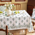 ISAENNE Designer White Linen Square Tablecloth,Chinoiserie Floral Elegant Indoor Table Cloth,Fall Stain Proof Decor Tablecloths for Dining Thanksgiving Kitchen Party,67"*67"-Mosella F