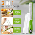 Spring Chef Premium Lemon Zester Grater with Handle - Orange, Garlic, Ginger, Nutmeg, Cheese Grater- Handheld Sharp Kitchen Tool - Stainless Steel Citrus Zester with Blade Cover - Fine Shred, Green