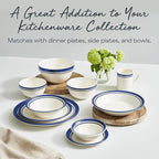 Portmeirion Potter's Stripe Dinner Plate (Set of 4) - 10.5" Earthenware Plates with Classic Striped Rim - Microwave, Dishwasher, Freezer, Oven Safe - Ideal Modern Dinnerware Set (Blue Stripe)