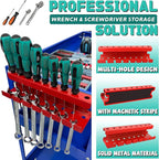 ULIBERMAGNET Magnetic Wrench Holder,Heavy Duty Red Magnetic Screwdriver Holder,Wrench Screwdriver Shear Organizer Rack Magnetic Mount Multiple Tools Rack for Garage,Tool Cart,Pegboards,Workbench