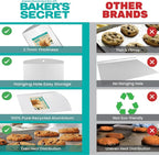 Baker's Secret Commercial Grade Natural Pure Aluminum 2pcs Cookie Sheet Flat 16", 100% Recycled, Baking Tray For Oven, Chemical Free No PFOA, PFOS, and PTFE - The Natural Aluminum Collection