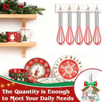 6 Set Christmas Whisk Gifts for Neighbor, Christmas Baking Supplies Include Silicone Whisks Greeting Card Ribbon and Plastic Bag Xmas Cooking Utensils for Neighbor Employee Stocking Stuffers Ideas