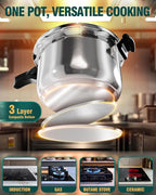 WantJoin Stainless Steel Pressure Cooker, Spring Valve Safeguard Devices, Gas Stove Eletric Stove Cooking (14qt)