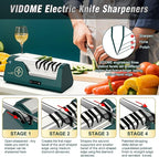 Professional Electric Knife Sharpener with 100% Diamond Abrasives & Precision Angle Guides, 3-Speed Variable 4-Stage Open Touch-Screen LCD Knife Sharpener for Straight, Serrated Edges, Scissors & Axes