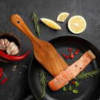 Teak Wooden Spatula, Spoons & Spurtle for Cooking – Handcrafted, Natural Non-Stick Kitchen Utensils with Comfort Grip & Microfiber Cloth