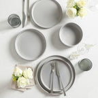 Stone Lain Haven Modern Stoneware 4 Piece Salad Plates Sets, Dish Set for 4, Reactive Glaze Grey