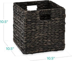 Best Choice Products 10.5x10.5in Pack of 5 Cube Storage Baskets, Water Hyacinth Multipurpose Collapsible Organizers, Handwoven Laundry Totes for Laundry, Living Room, Kids Room & Nursery - Black