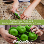 WeeSprout Silicone Freezer Tray with Clip on Lid Perfect Food Storage Container for Homemade Baby Food, Vegetable, Fruit Purees, and Breast Milk (Bright Green, Six 3 Ounce Sections)