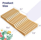 Bamboo In-Drawer Knife Block for 19 Knives(Not Included), Knife Drawer Organizer,Knife Holder Countertop,Block Knife Storage Organizer for Kitchen