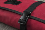 Asaya Canvas Chef Knife Roll Bag - 10 Knife Slots and a Large Zipper Pocket - Durable 10oz Canvas Knife Case with an Adjustable Shoulder Strap - Knives not Included (Red)
