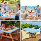 homing Rectangle Table Cloth Cover, Waterproof Polyester Elastic Fitted Tablecloth, Fits for 5 Foot Folding Tables, Washable Table Protector for Picnic, Camping, Outdoor (Light Blue, 30" x 60")