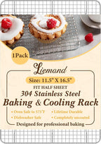 Cooling Racks for Cooking and Baking - 11.5"x16.5" Oven Safe Premium Stainless Steel Heavy Duty Baking Rack Tight-Wire, Fits Half Sheet Pan for Roasting & Grilling & Cooking - 1 Pack - Heavy Duty